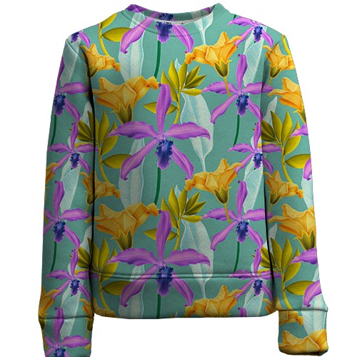 Детский 3D свитшот с желтыми цветами