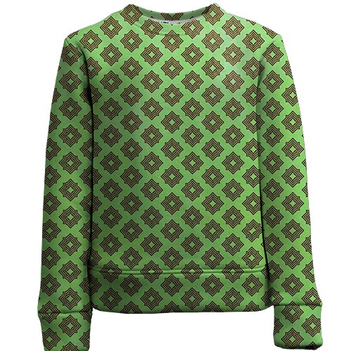 Детский 3D свитшот с ромбовым узором на салатовом фоне