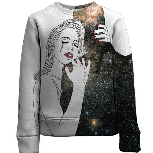 Детский 3D свитшот девушка обнимает космос
