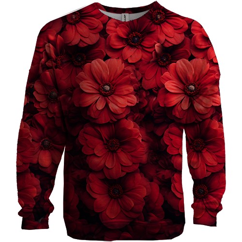 3D свитшот с красными хризантемами