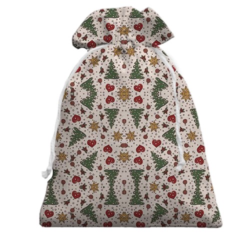 3D Подарунковий мішечок з ялинками і новорічною атрибутикою