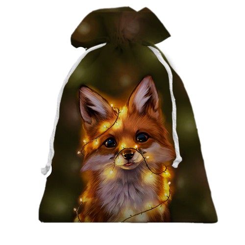 3D Подарочный мешочек Лисёнок и гирлянда