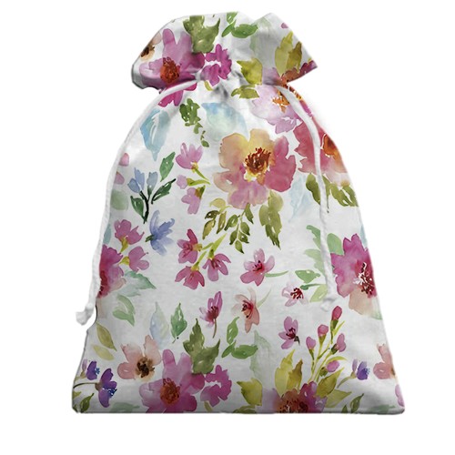 3D Подарунковий мішечок з акварельними квітами
