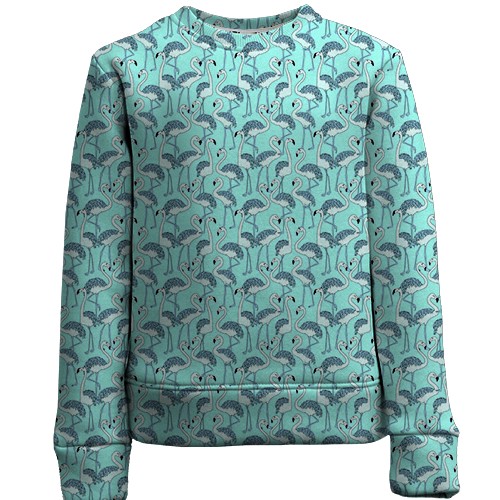 Детский 3D свитшот с синими фламинго