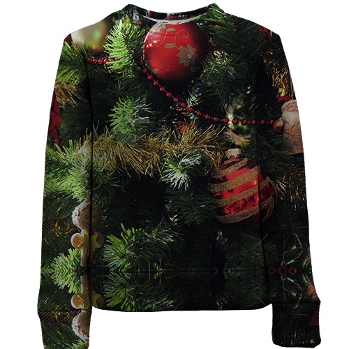 Дитячий 3D світшот з новорічною ялинкою