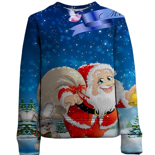 Детский 3D свитшот с новогодним Сантой