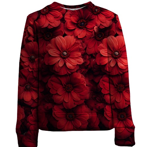 Детский 3D свитшот с красными хризантемами