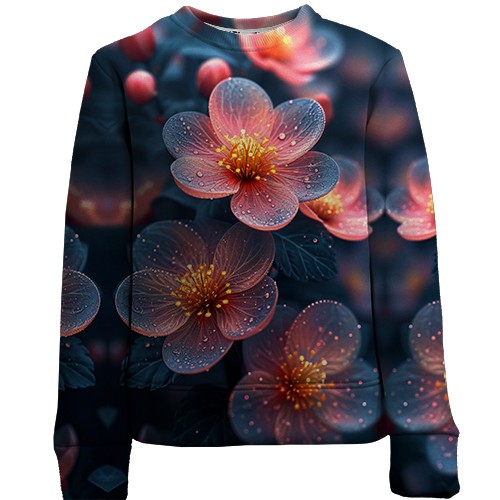 Детский 3D свитшот с полупрозрачными арт цветами