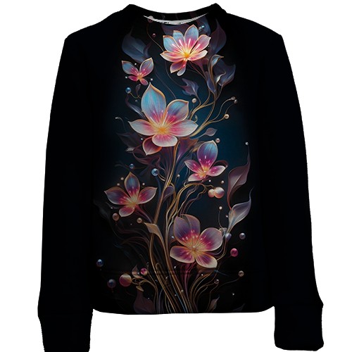 Дитячий 3D світшот з декоративними арт-квіти