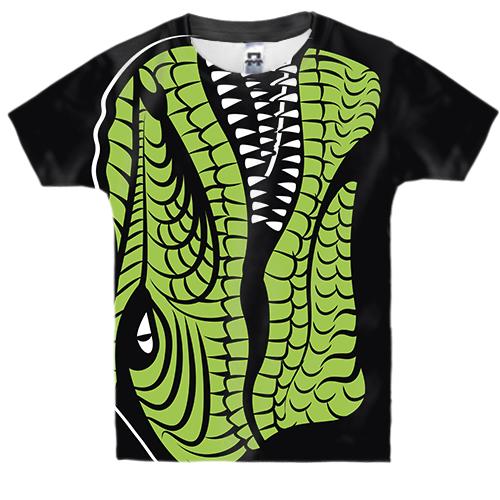 Детская 3D футболка с вертикальным крокодилом