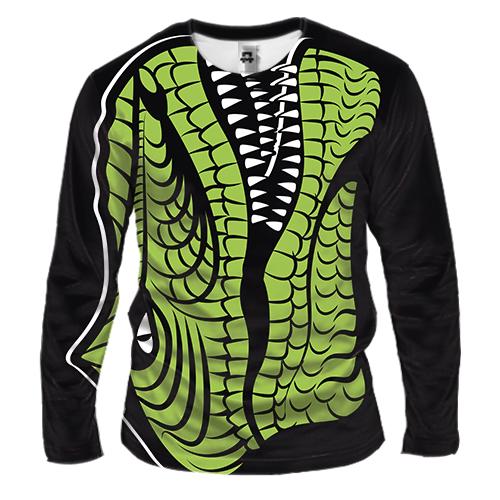 Чоловічий 3D лонгслів з вертикальним крокодилом