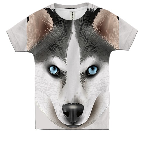 Детская 3D футболка с большим хаски