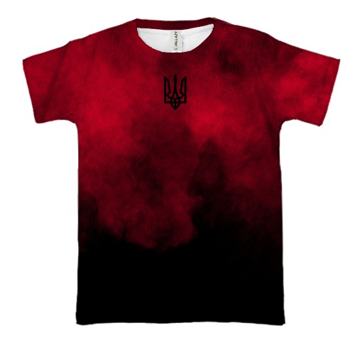 3D футболка Червоно-чорний дим із Тризубом