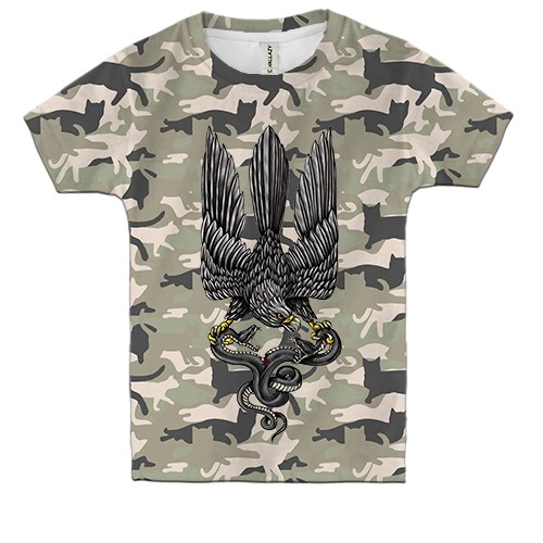 Дитяча 3D футболка Сокіл зі змією (Котофляж)