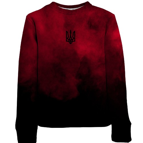 Дитячий 3D світшот Червоно-чорний дим із Тризубом