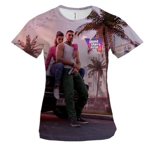 Женская 3D футболка GTA VI Miami