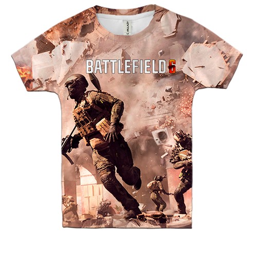 Детская 3D футболка Battlefield 6 Взрывы