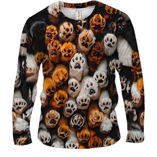 Мужской 3D лонгслив Лапки