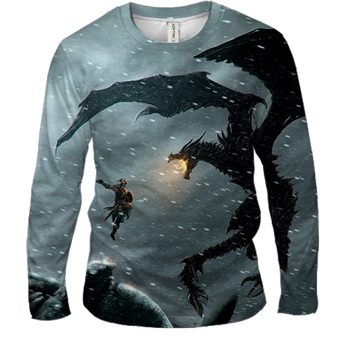 Мужской 3D лонгслив TES V Skyrim - Dragon