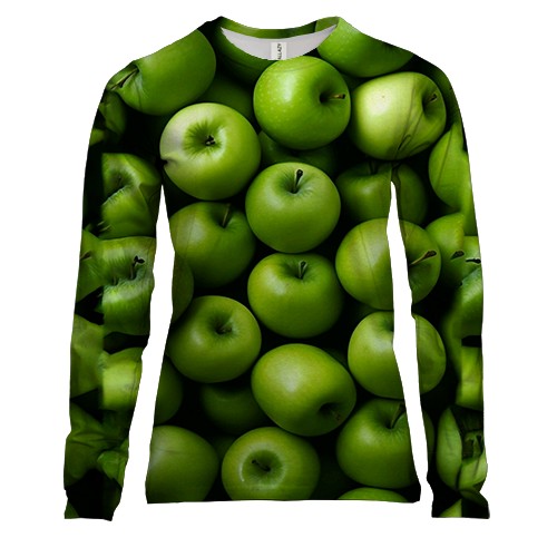 Жіночий 3D лонгслів Зелені яблука
