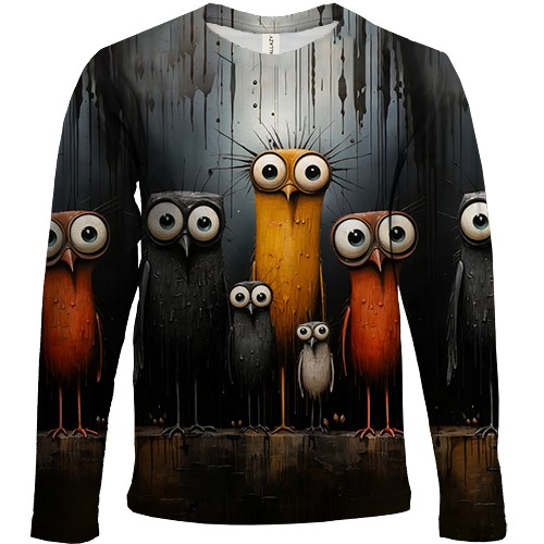 Детский 3D лонгслив Совы (АРТ)