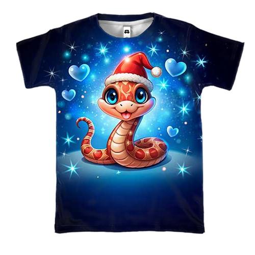 3D футболка с новогодней змеей