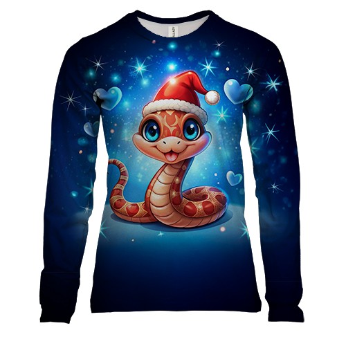 Жіночий 3D лонгслів з новорічною змією