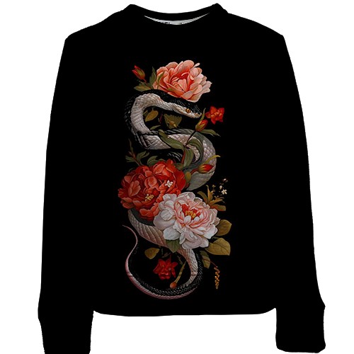 Детский 3D свитшот змея в пионах