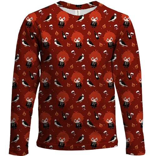 Дитячий 3D лонгслів Ділюк патерн - Genshin Impact