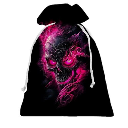 3D Подарунковий мішечок Череп у рожевому полум
