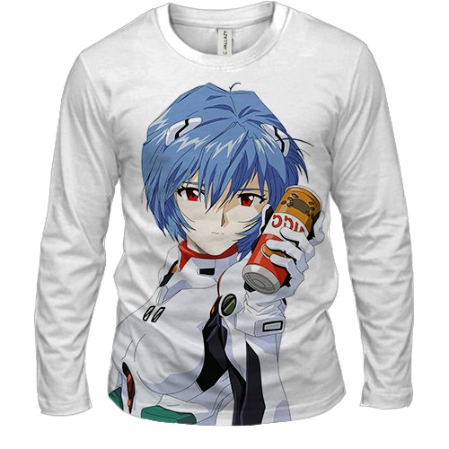 Мужской 3D лонгслив Аянами Рей с кофе