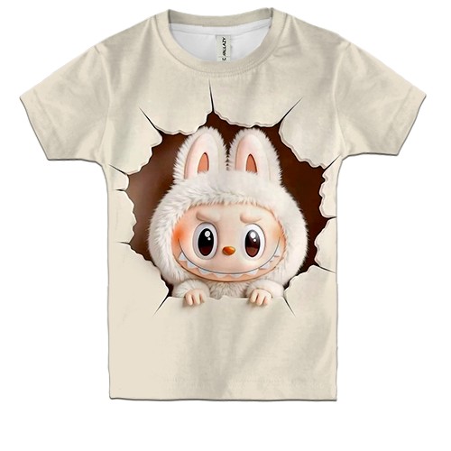 Детская 3D футболка Лабубу бежевый прорыв