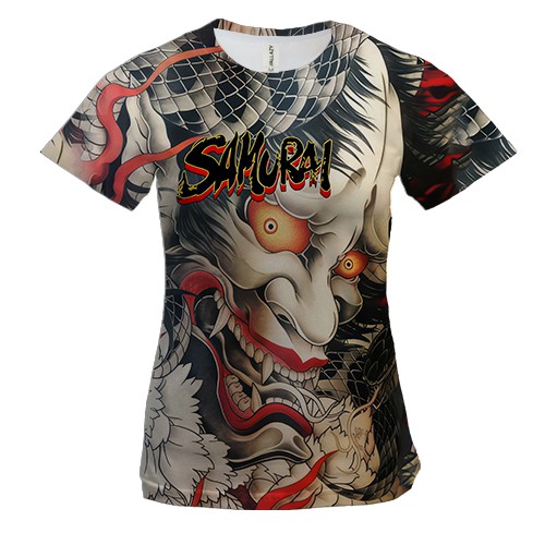 Женская 3D футболка Самурай Oni - Yakuza