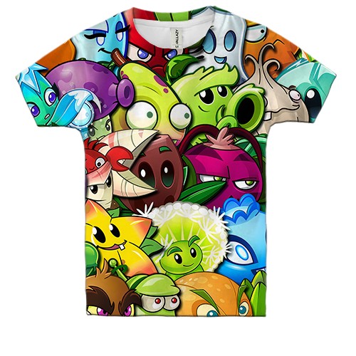 Детская 3D футболка Растения против зомби