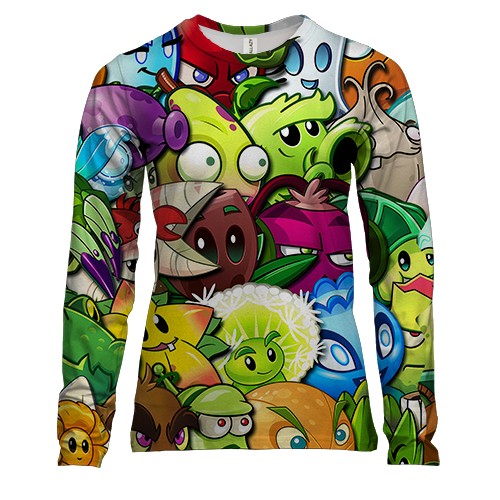 Женский 3D лонгслив Растения против зомби