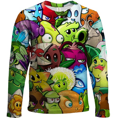 Детский 3D лонгслив Растения против зомби