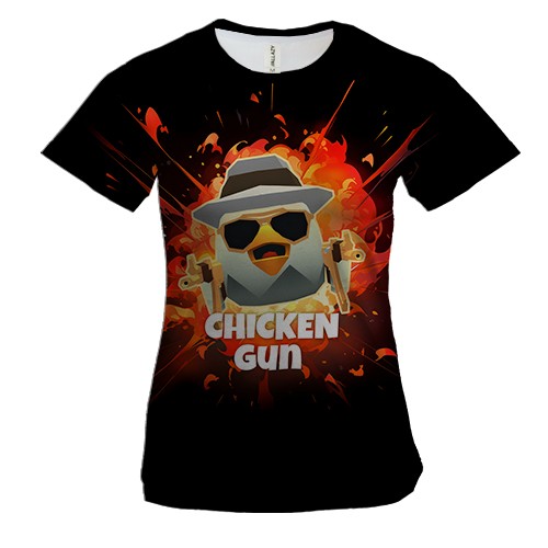 Жіноча 3D футболка Chicken Gun