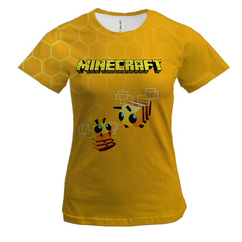 Женская 3D футболка Minecraft пчелы
