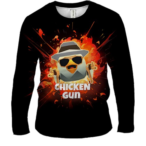 Мужской 3D лонгслив Chicken Gun