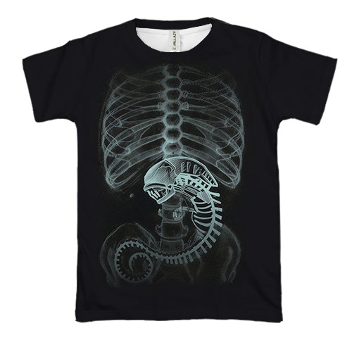 3D футболка Чужой на рентгене