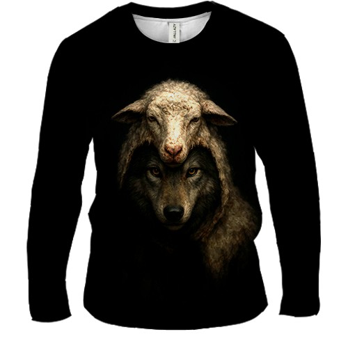 Мужской 3D лонгслив Волк в овечьей шкуре