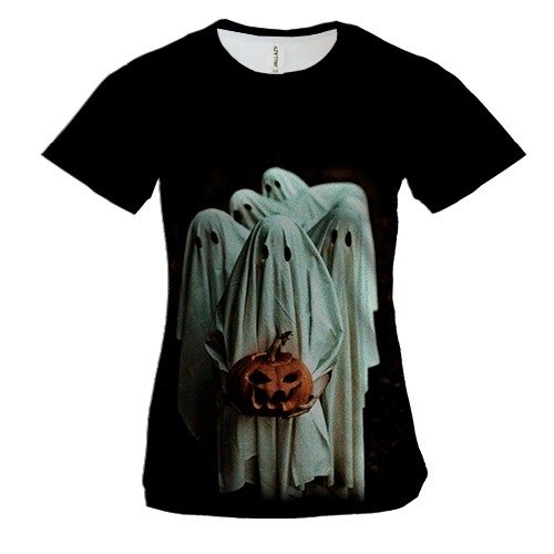 Жіноча 3D футболка Привид з гарбузами