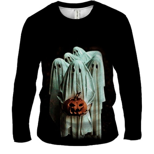 Чоловічий 3D лонгслів Привид з гарбузами