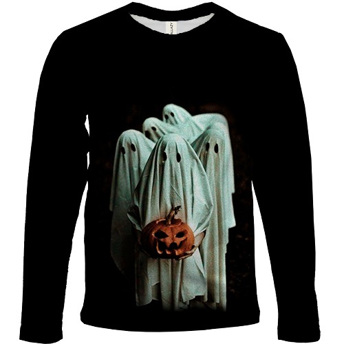 Детский 3D лонгслив Привидение с тыквами