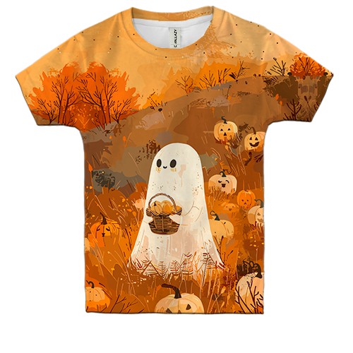 Дитяча 3D футболка Привид з гарбузами, Хелловін