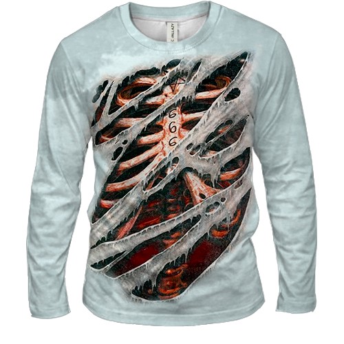 Чоловічий 3D лонгслів Криваві ребра, 666