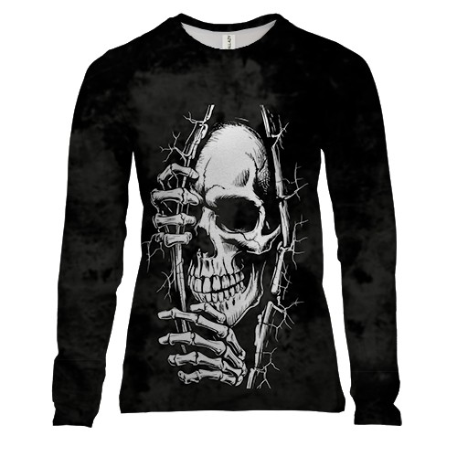 Жіночий 3D лонгслів Скелет виглядає