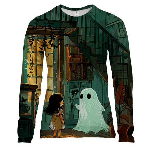 Женский 3D лонгслив Дом с привидением, Хэллоуин