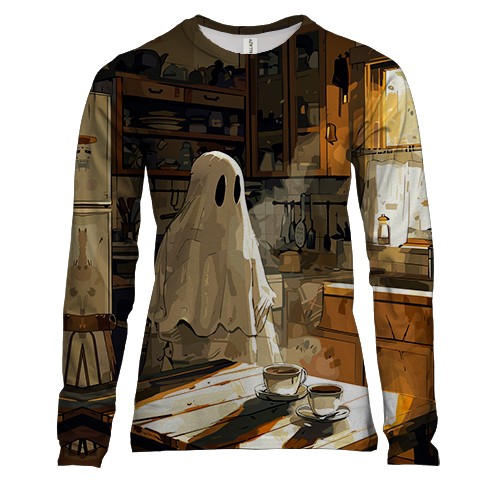 Жіночий 3D лонгслів Привид на кухні, Хелловін