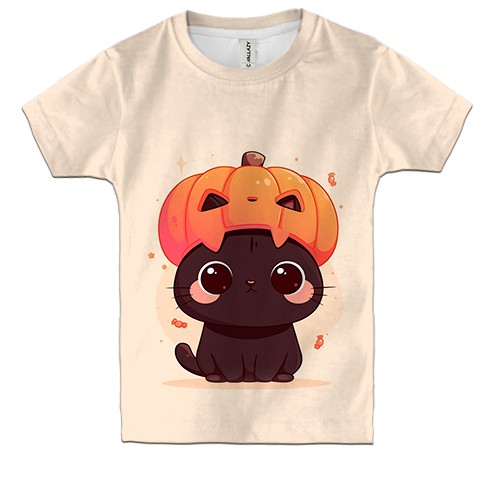 Дитяча 3D футболка Милий котик, Хелловін